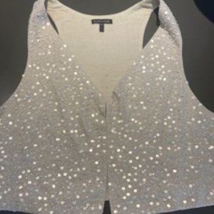 CREAM COLORED SEQUIN PARTY VEST - EILEEN FISHER